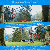 Double Slackline Course - CARGO NET Edition (80 or 110 Foot Line)